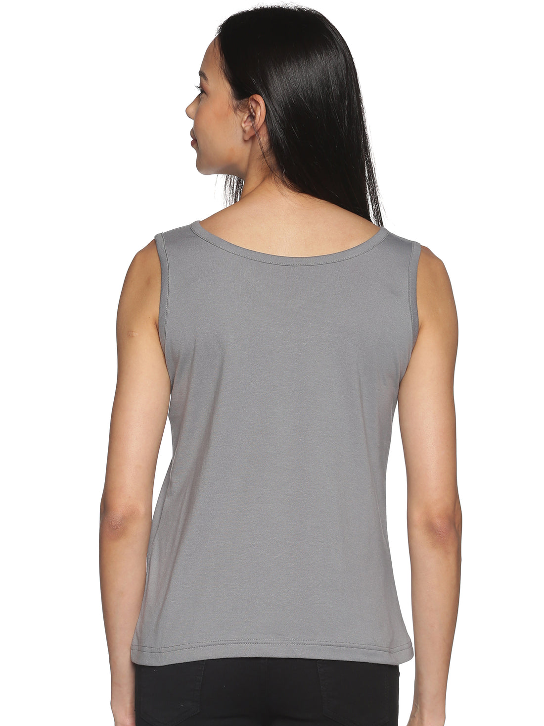 Women's Recycled Cotton Dual Neck Tank Top - Flagstone Grey