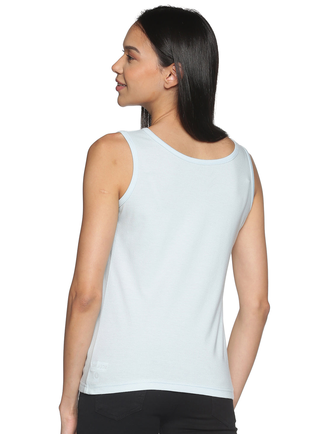 Women's Recycled Cotton Dual Neck Tank Top - Whispy Blue