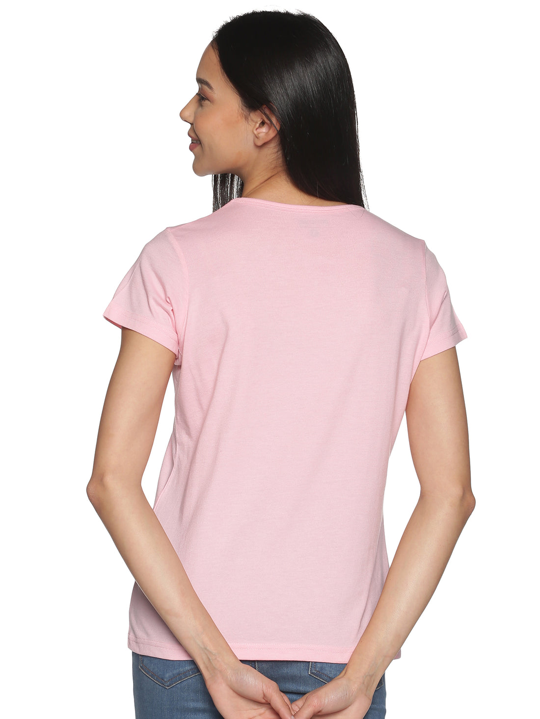 Women's Recycled Cotton V Neck TShirt - Candy Pink