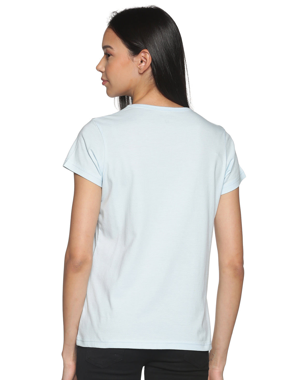 Women's Recycled Cotton V Neck TShirt - Whispy Blue