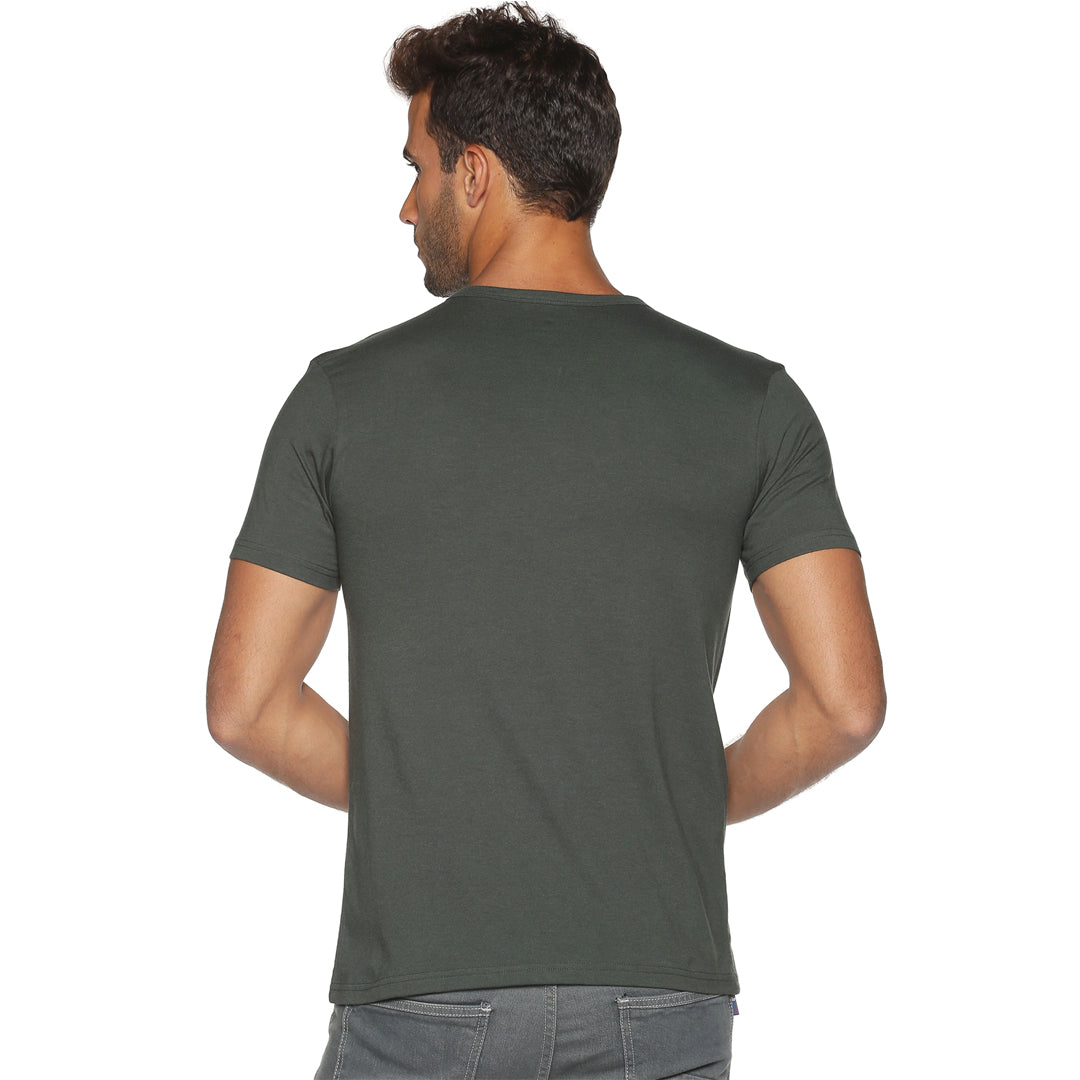 Men's Recycled Cotton V-Neck TShirt - Bottle Green