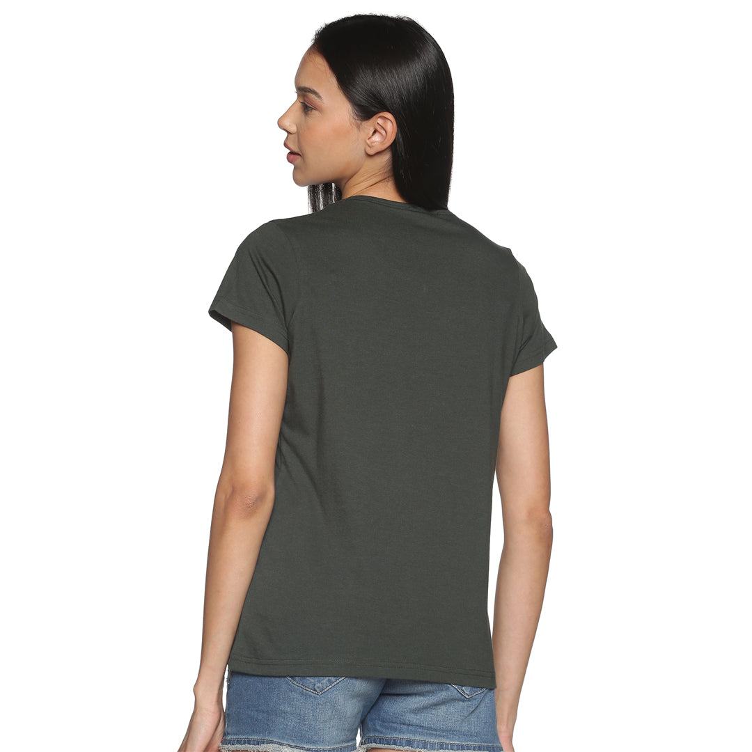 Women's Recycled Cotton V Neck TShirt - Bottle Green