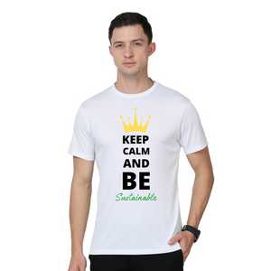 Men's Round Neck with Chest Print - Keep Clam AND Be Sustainable