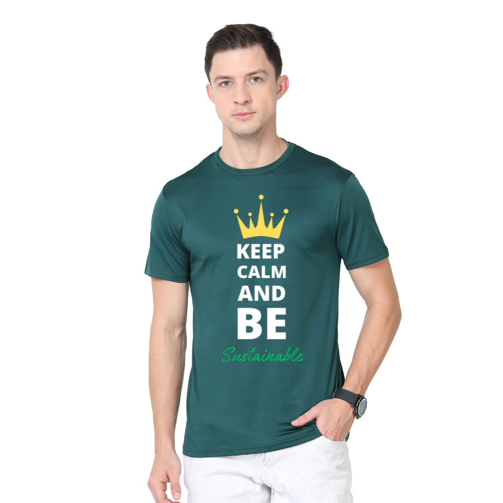 Men's Round Neck with Chest Print - Keep Clam AND Be Sustainable