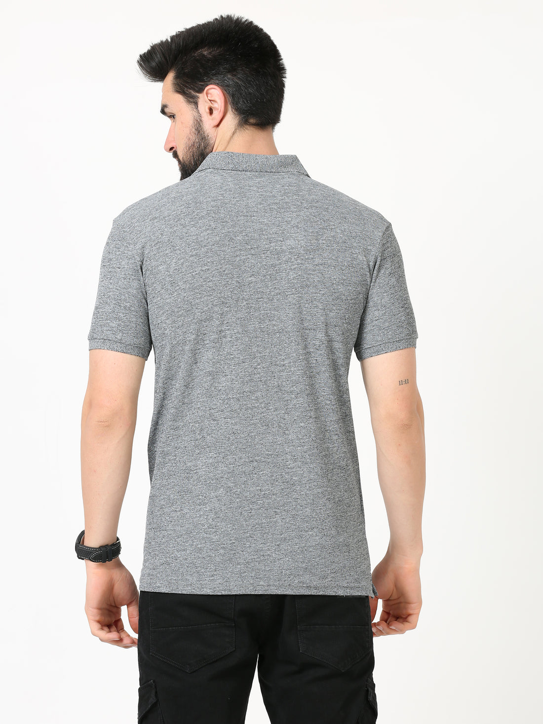 Plain Polo Tshirt for Men - Black Melange