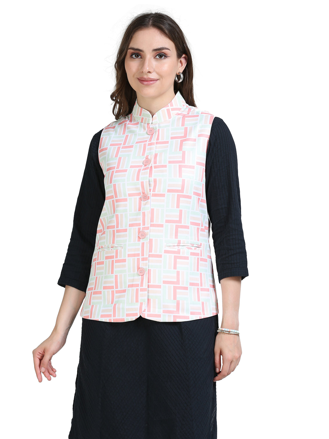 Womens rPET Printed Modi Jacket - Mosaic Boxes