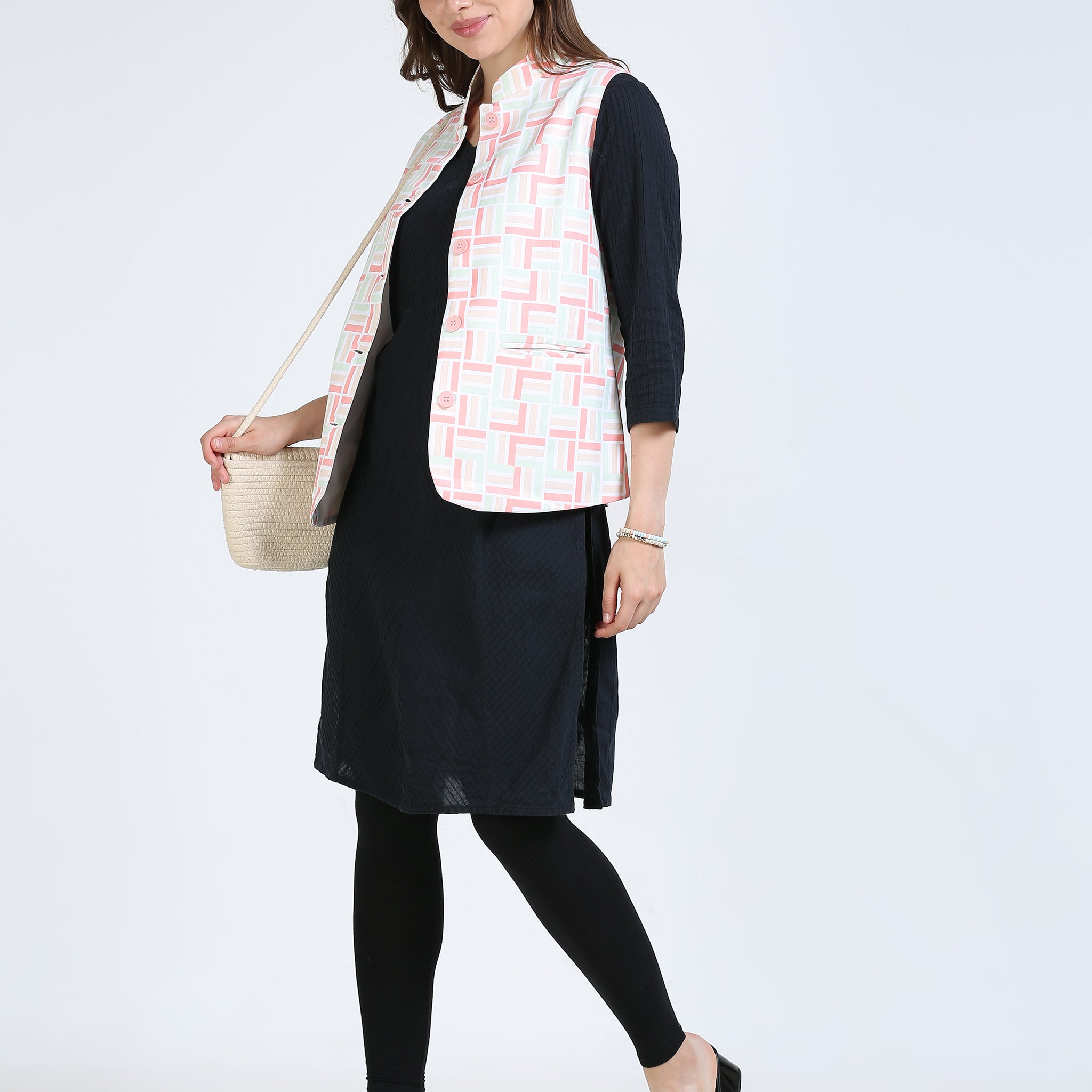 Womens rPET Printed Modi Jacket - Mosaic Boxes