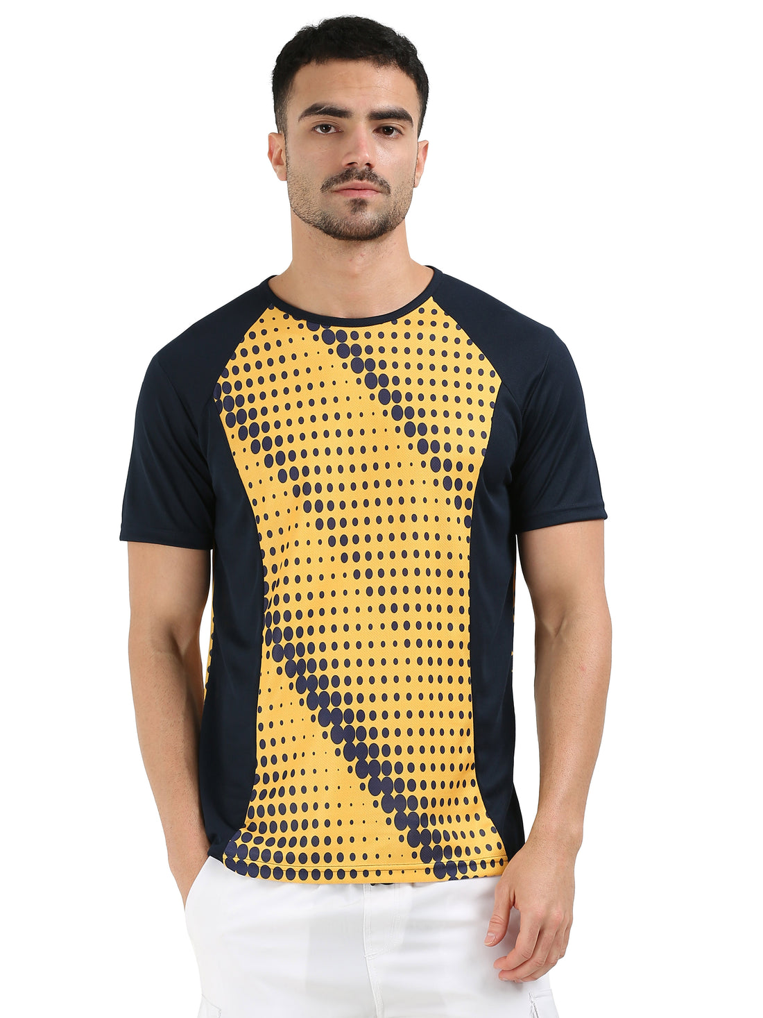 Printed Mens Active T-Shirt - Yellow and Blue