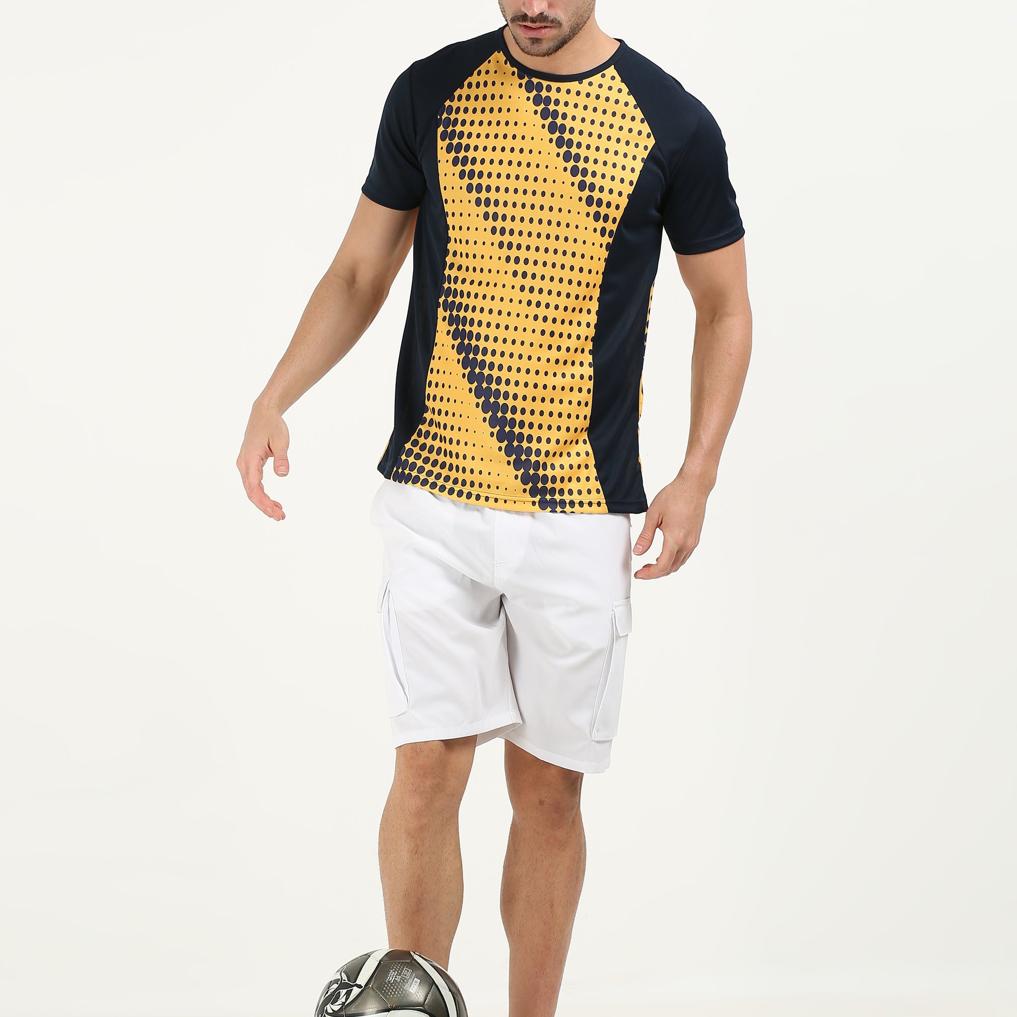 Printed Mens Active T-Shirt - Yellow and Blue