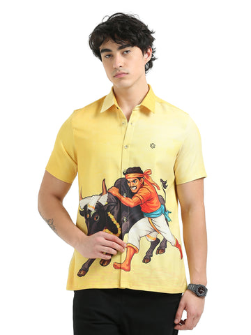 Men’s Half Sleeve Festive Shirt – Pongal Print