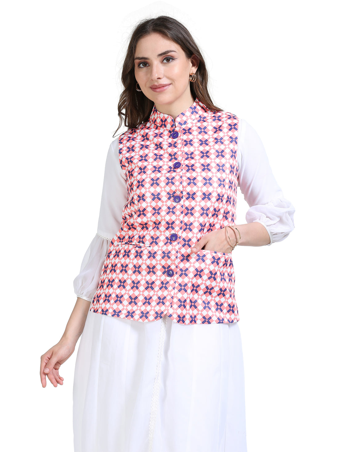 Womens rPET Printed Modi Jacket - Criss Weave