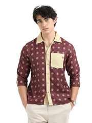 Men’s Indie Printed Woven Shirts With Pocket - Brown Baroque