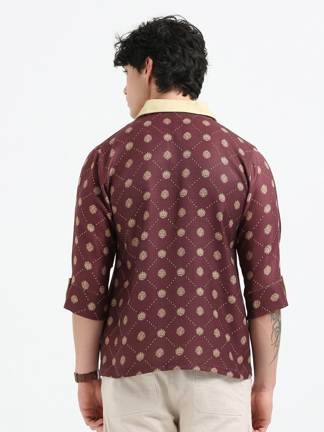 Men’s Indie Printed Woven Shirts With Pocket - Brown Baroque