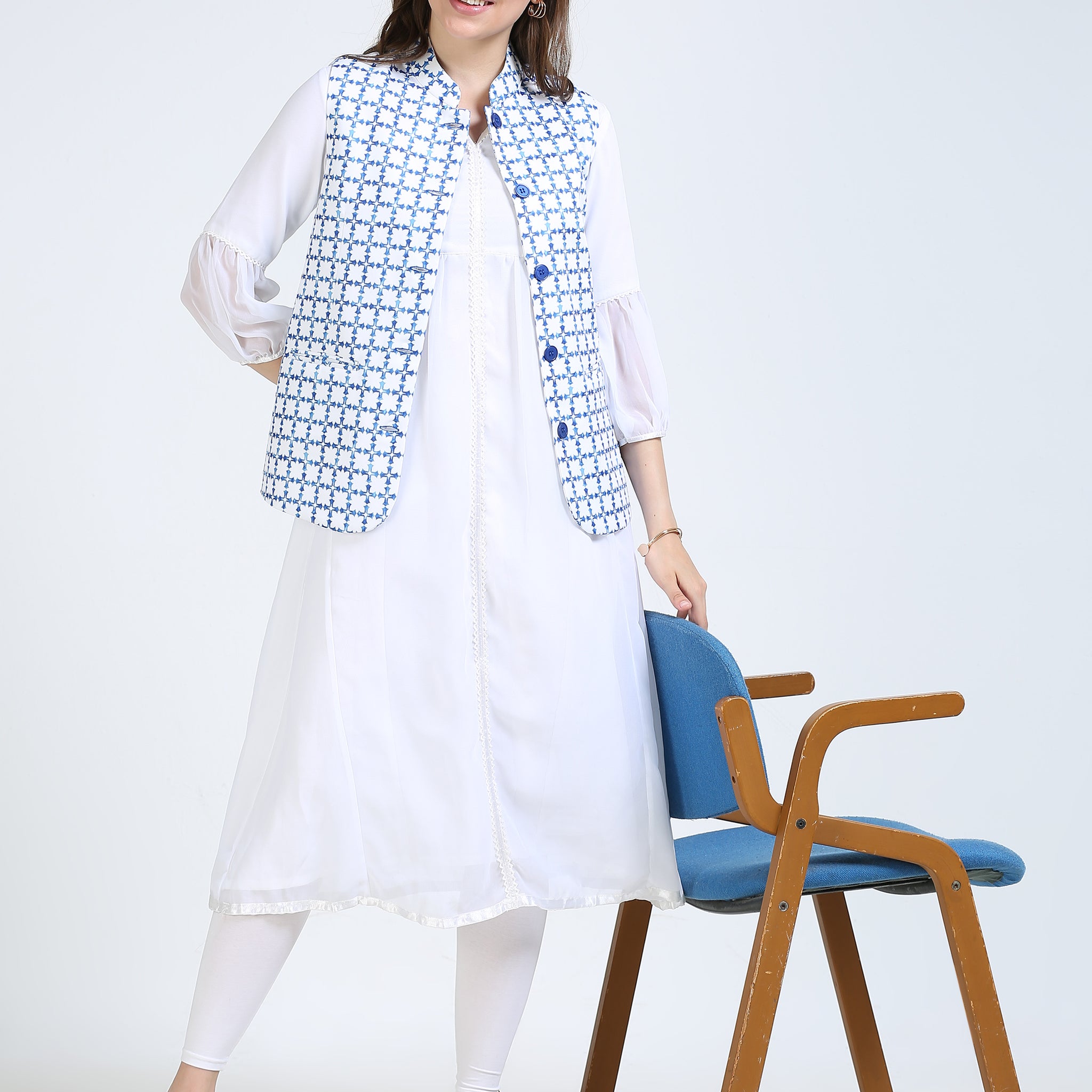 Womens rPET Printed Modi Jacket - Indigo Bloom