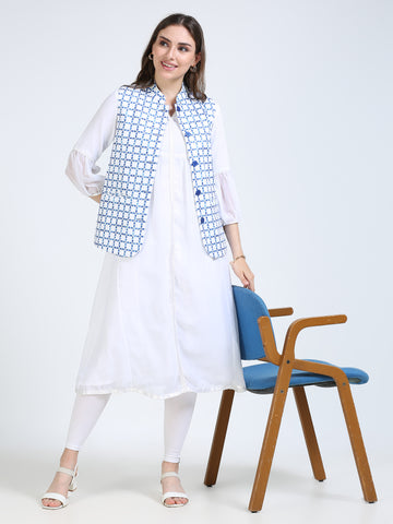 Womens rPET Printed Modi Jacket - Indigo Bloom