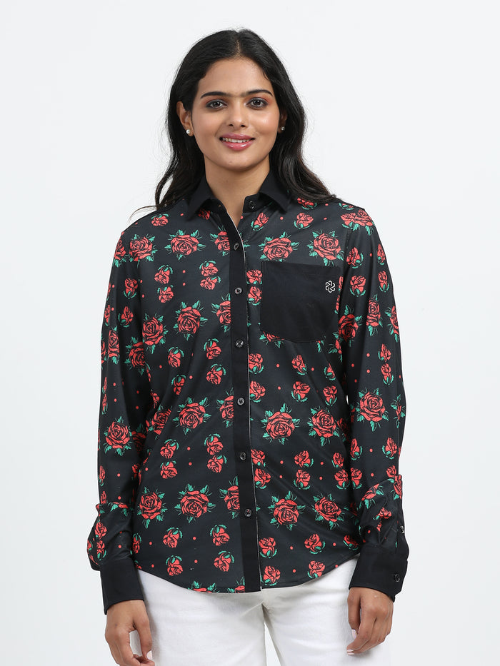 Women's Valentine's rPET Printed Full Sleeve Shirt