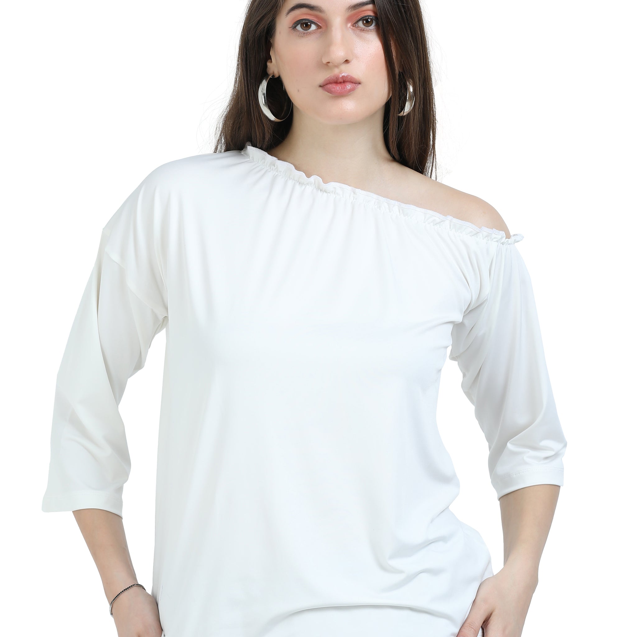 Women's rPET One Shoulder T-Shirt – White