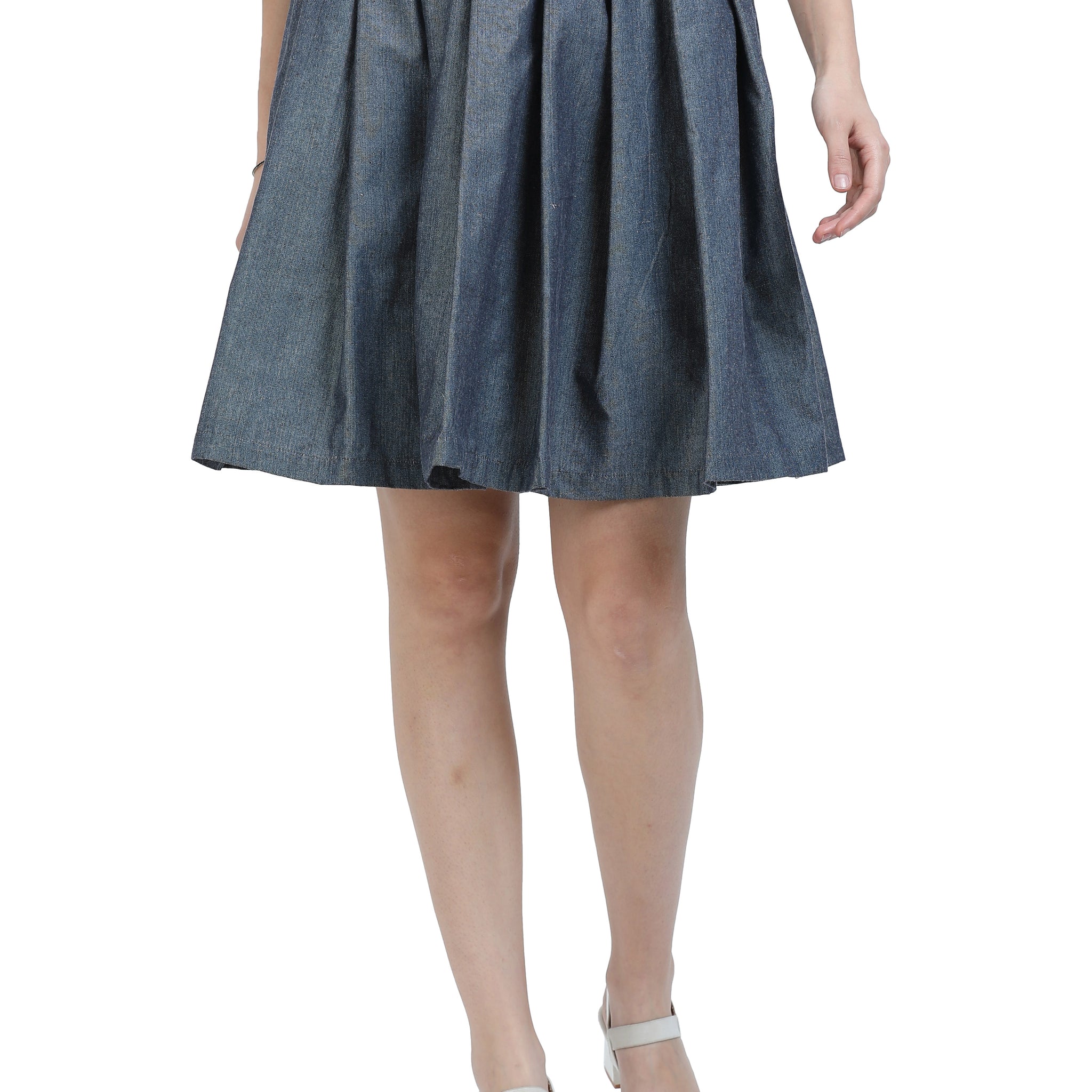 Women's rPET Box Pleated Skirt – Dark Navy