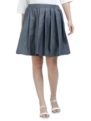 Women's rPET Box Pleated Skirt – Dark Navy