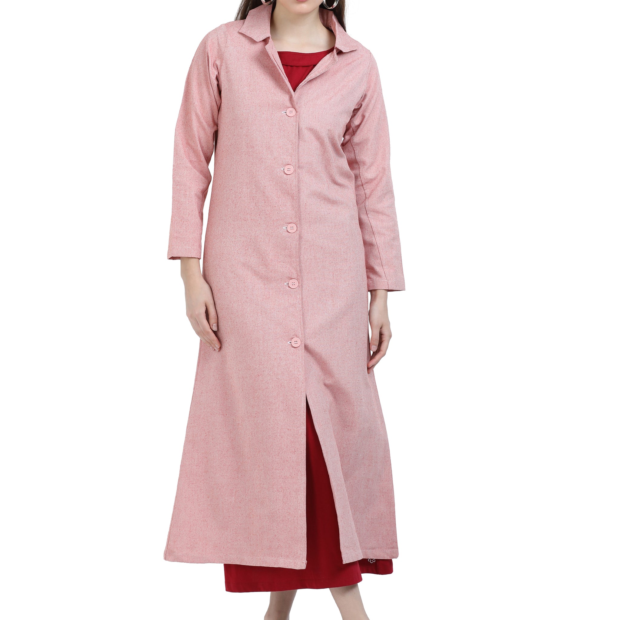 Women's rPET Chambray Full Length Jacket– Red