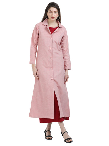 Women's rPET Chambray Full Length Jacket– Red