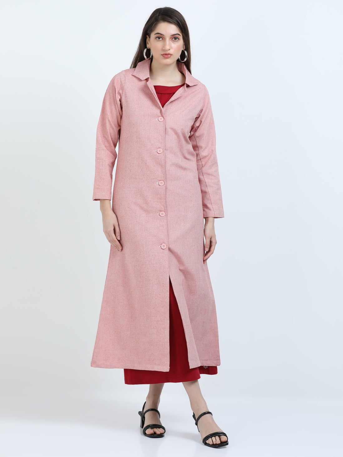 Women's rPET Chambray Full Length Jacket– Red