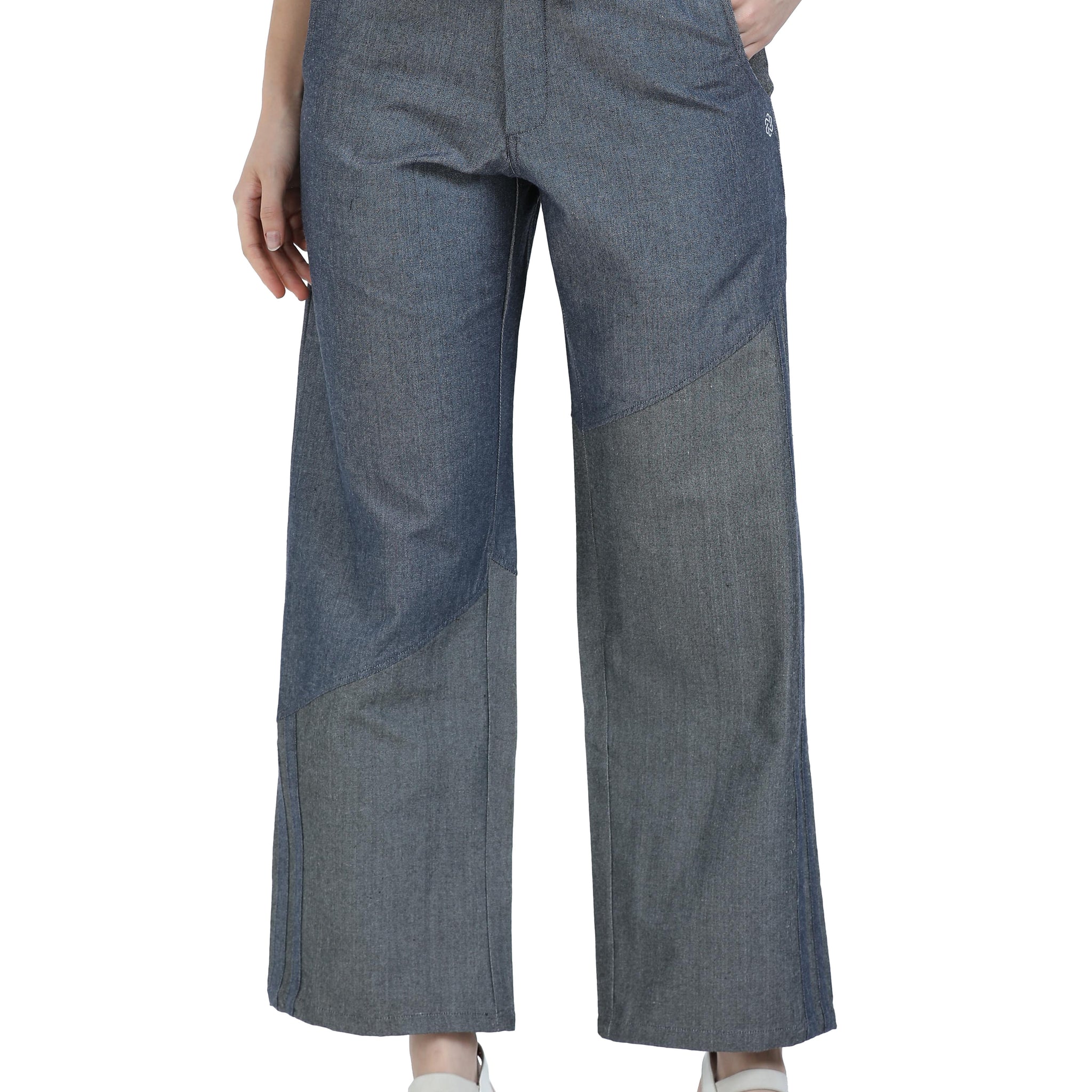Women's rPET Wide Leg Diagonal Panelled Pant – Dark Navy