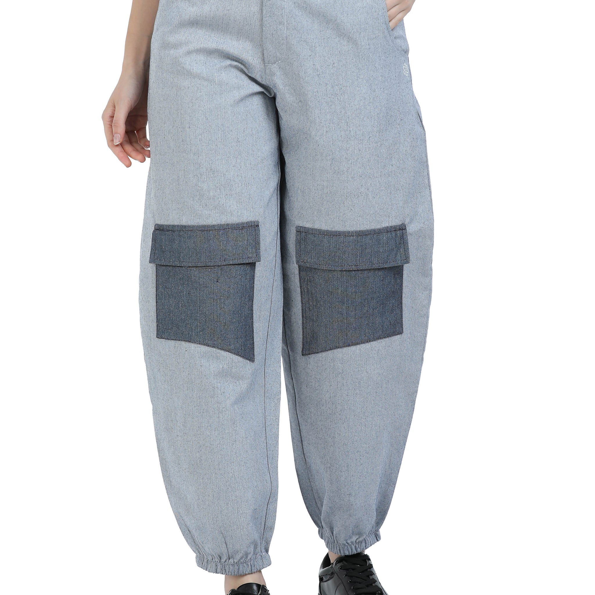 Women's rPET Balloon Cargo Pants With Curved Pockets – Light Navy