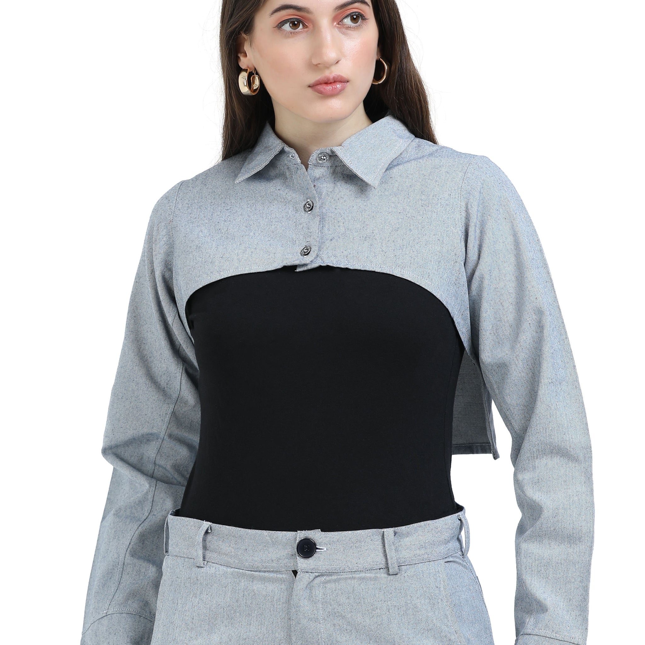 Women's rPET Cut-Out Cropped Jacket - Light Navy