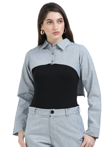 Women's rPET Cut-Out Cropped Jacket - Light Navy