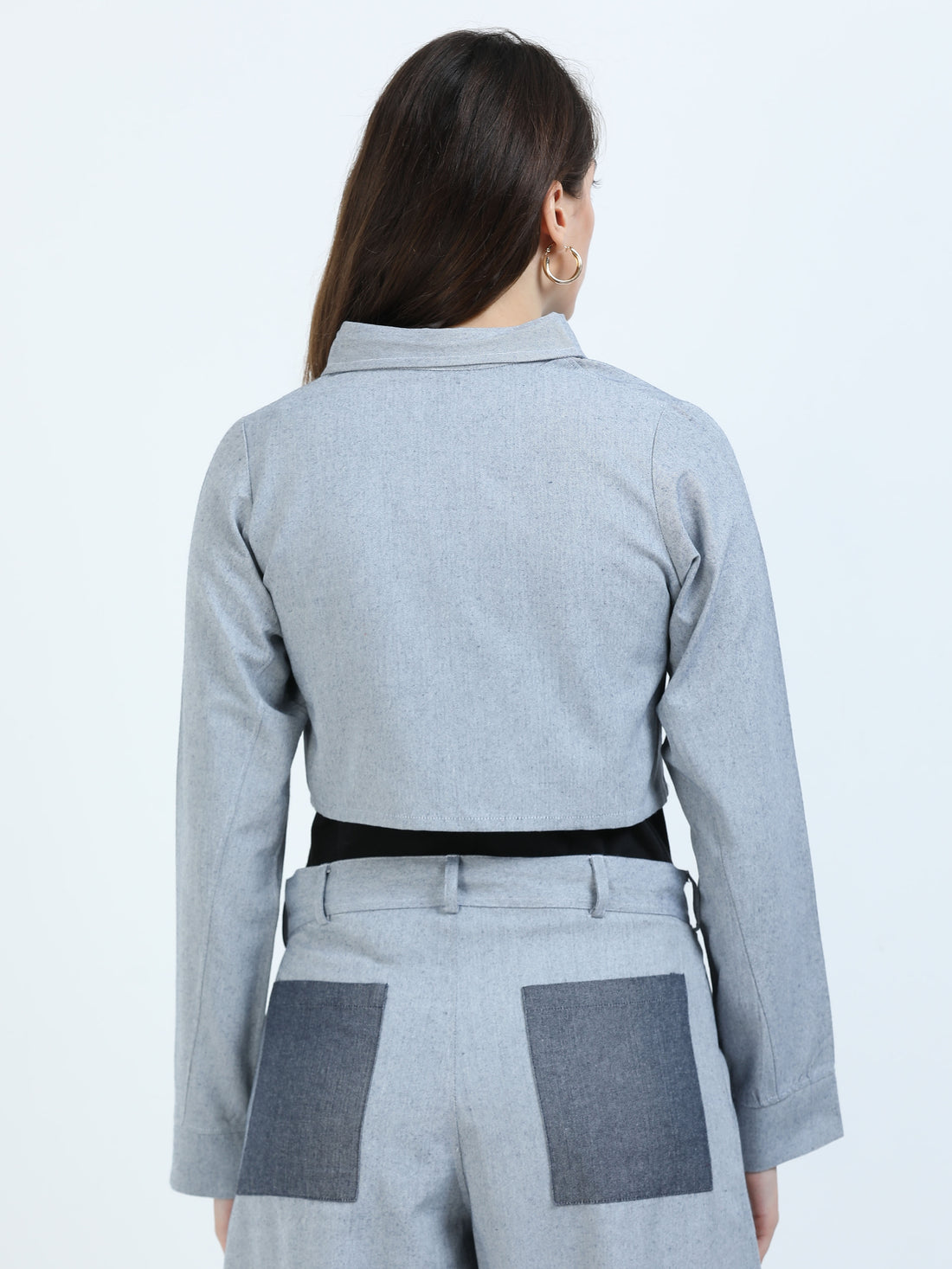 Women's rPET Cut-Out Cropped Jacket - Light Navy