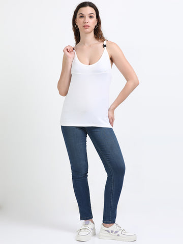 Women's Camisole Nursing Top With Bamboo Fabric - Marshmallow