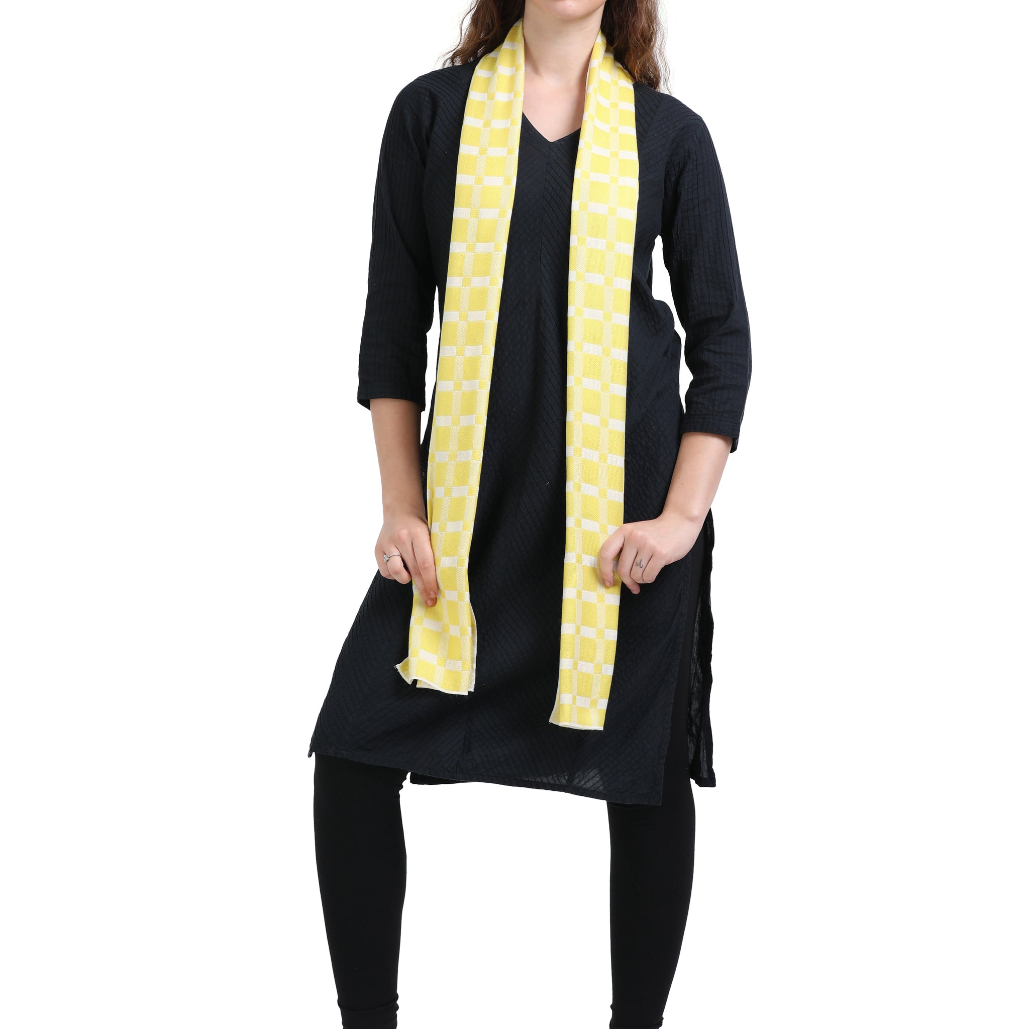 Luxurious Stole - Yellow With Semidull