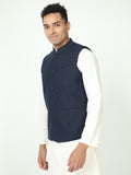 Side profile of Men’s Solid Modi Coat Navy