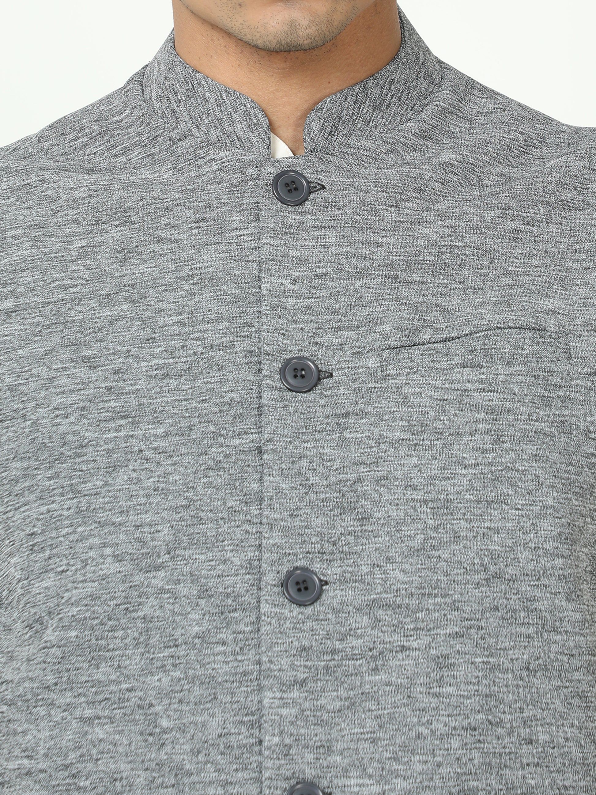 Melange texture fabric detail on Men’s Solid Modi Coat Black Melange