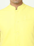 Close-up of Mandarin collar on Sunshine Yellow Solid Modi Jacket