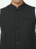 Close-up of Mandarin collar on Black Solid Modi Jacket