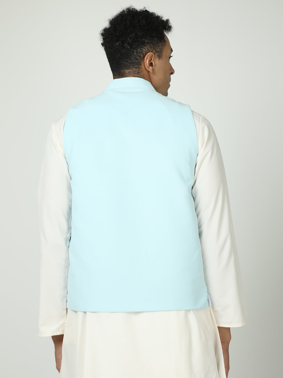 Back view of Mint Solid Modi Coat for men in slim-fit design