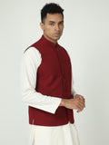 Side profile of Men’s Solid Modi Coat Redwine