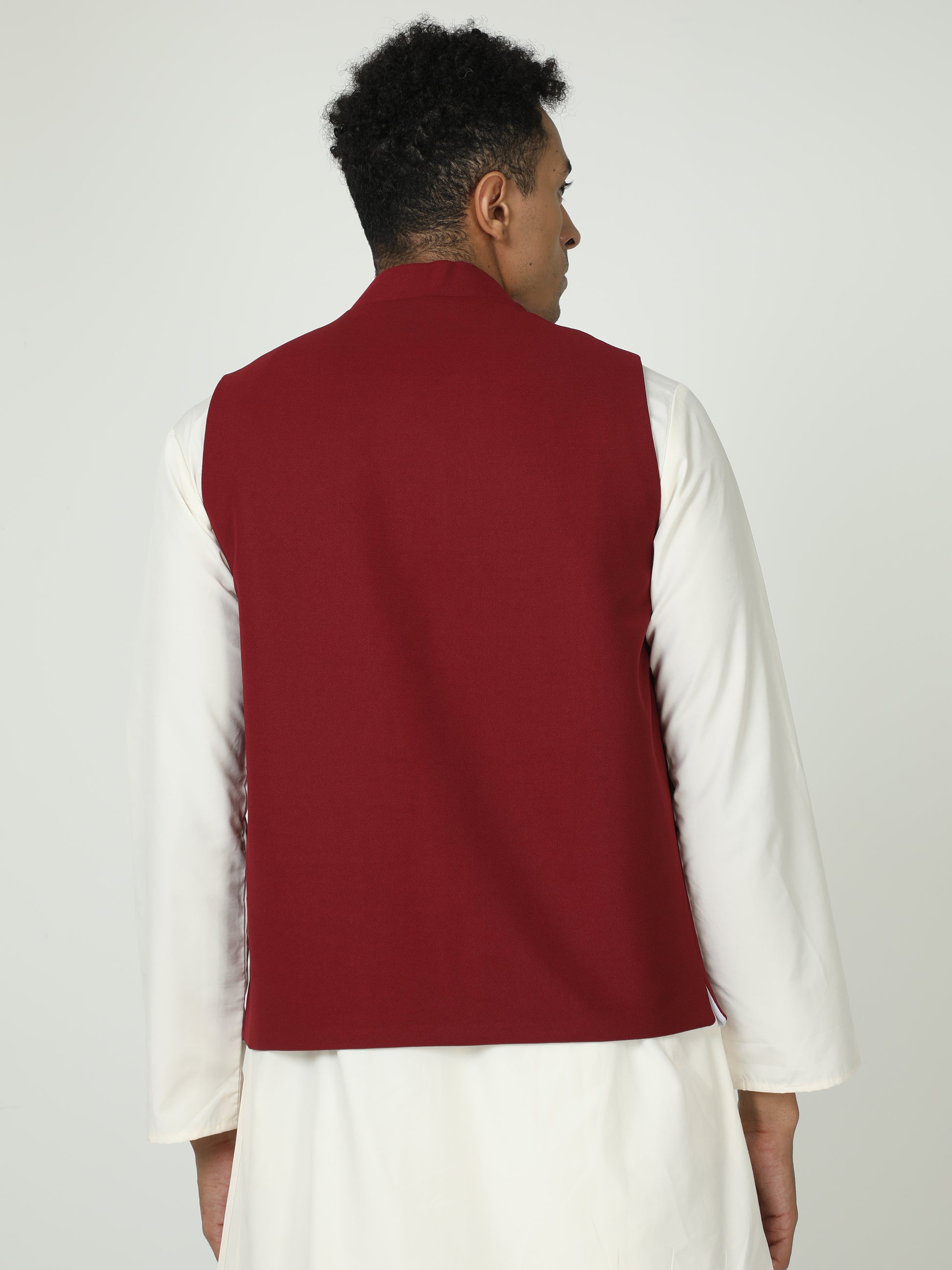 Back view of Redwine Solid Modi Coat for men in slim-fit design
