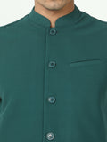 Button-front detailing on Solid Modi Coat Bottle Green