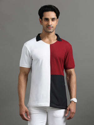 Men's rPET Panelled Colour Blocked Polo T-Shirt