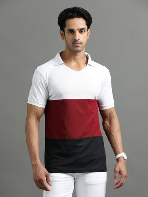 Men's rPET Tri Colour Blocked Polo T-Shirt
