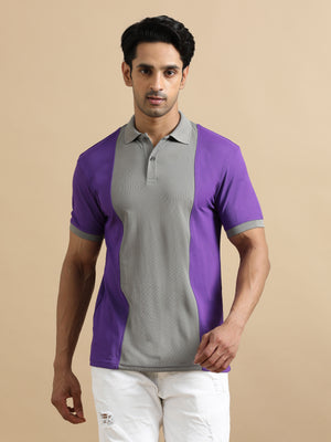 Men's rPET Vertically Colour Blocked Polo T-Shirt