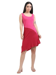 Women's Recycled Cotton Asymmetrical Dual Coloured Dress