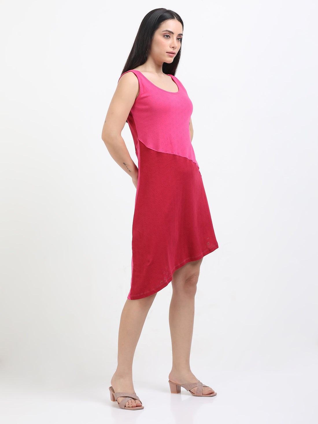 Women's Recycled Cotton Asymmetrical Dual Coloured Dress
