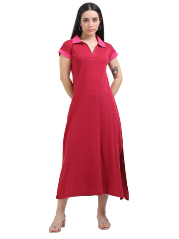 Women's Recycled Cotton Basic Collared Knit Dress