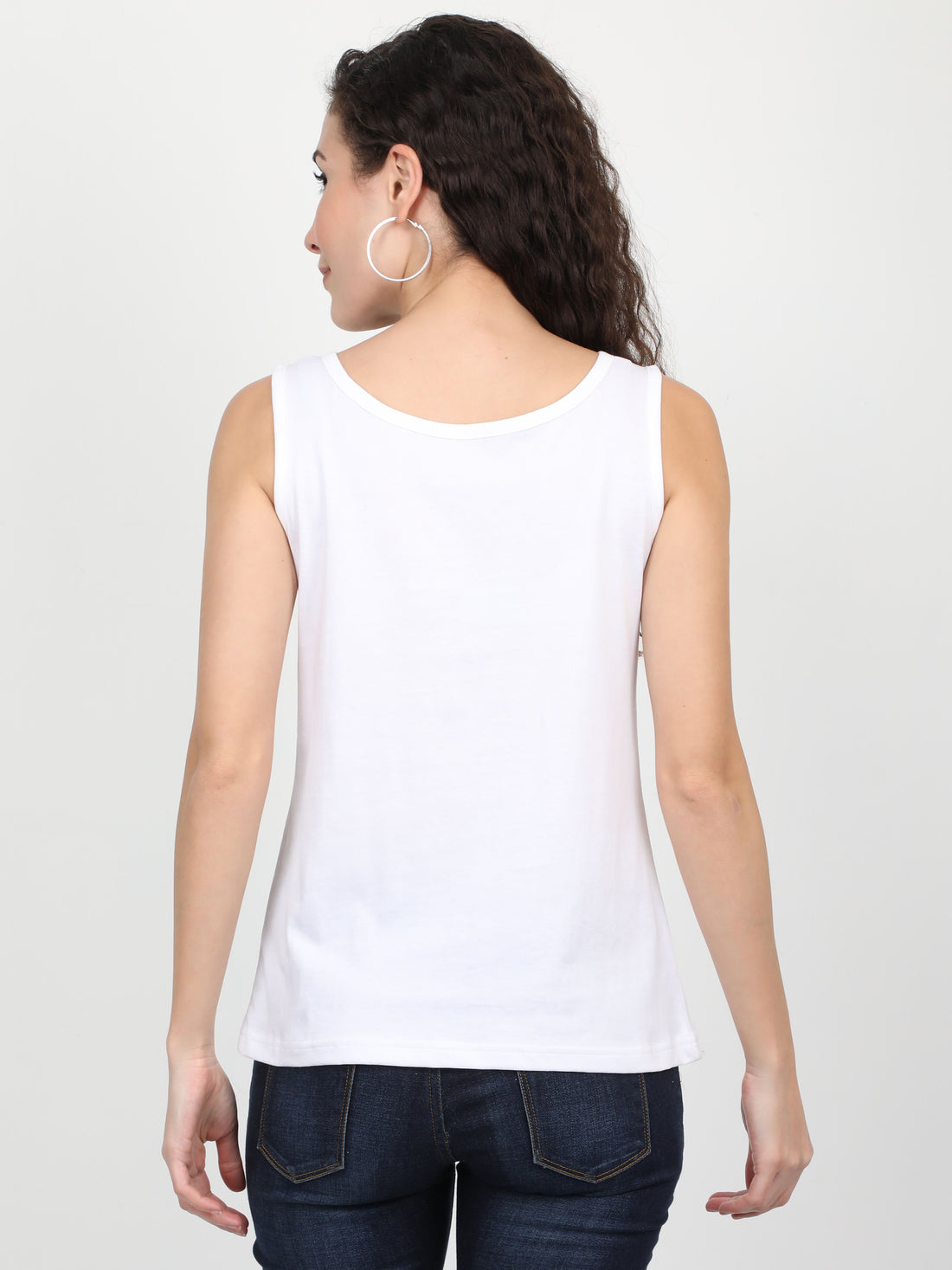 Women's Recycled Cotton Dual Neck Tank Top - White