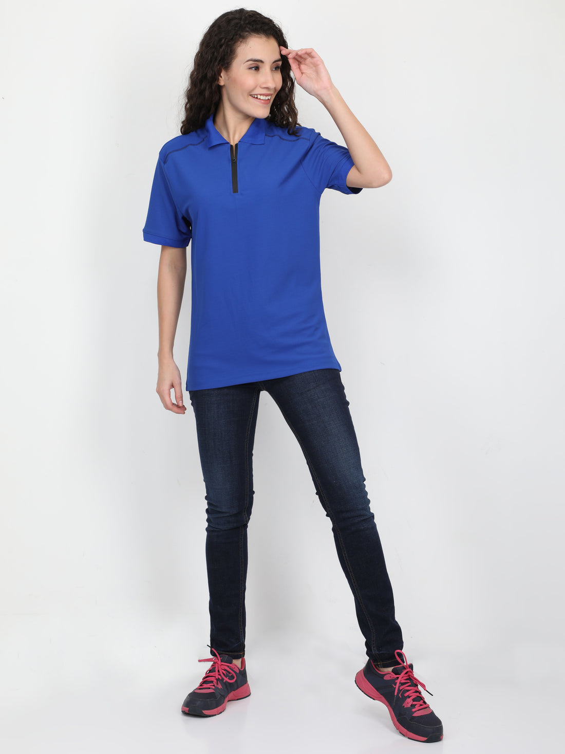 Women's rPET Sporty Polo TShirt - Mediumblue