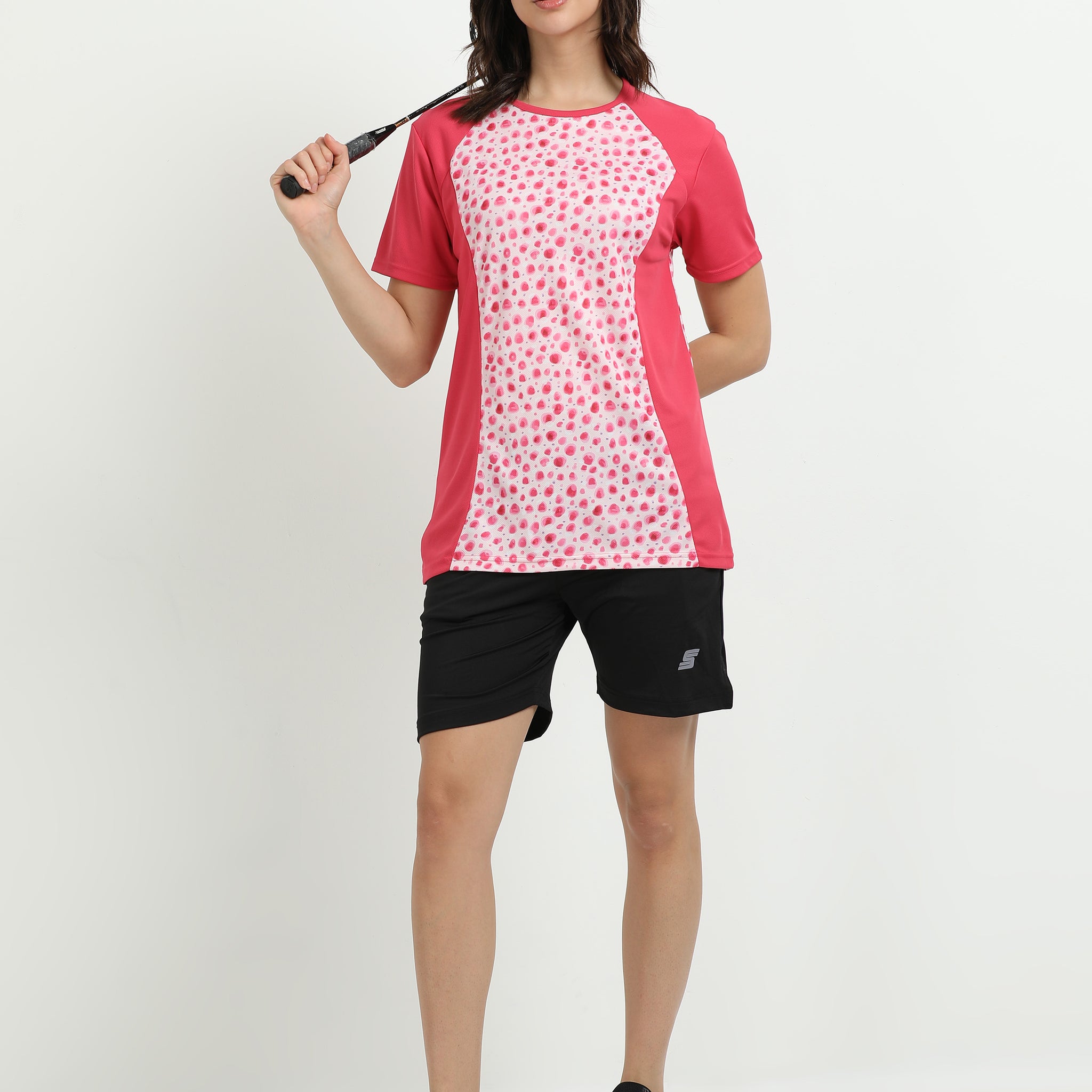 Women’s rPET Printed Performance Tee – Pink Dots